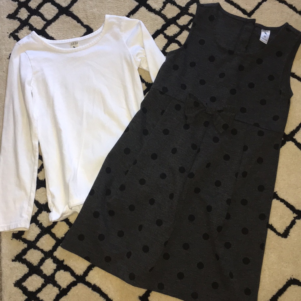 Grey and black polka dot dress size 6x